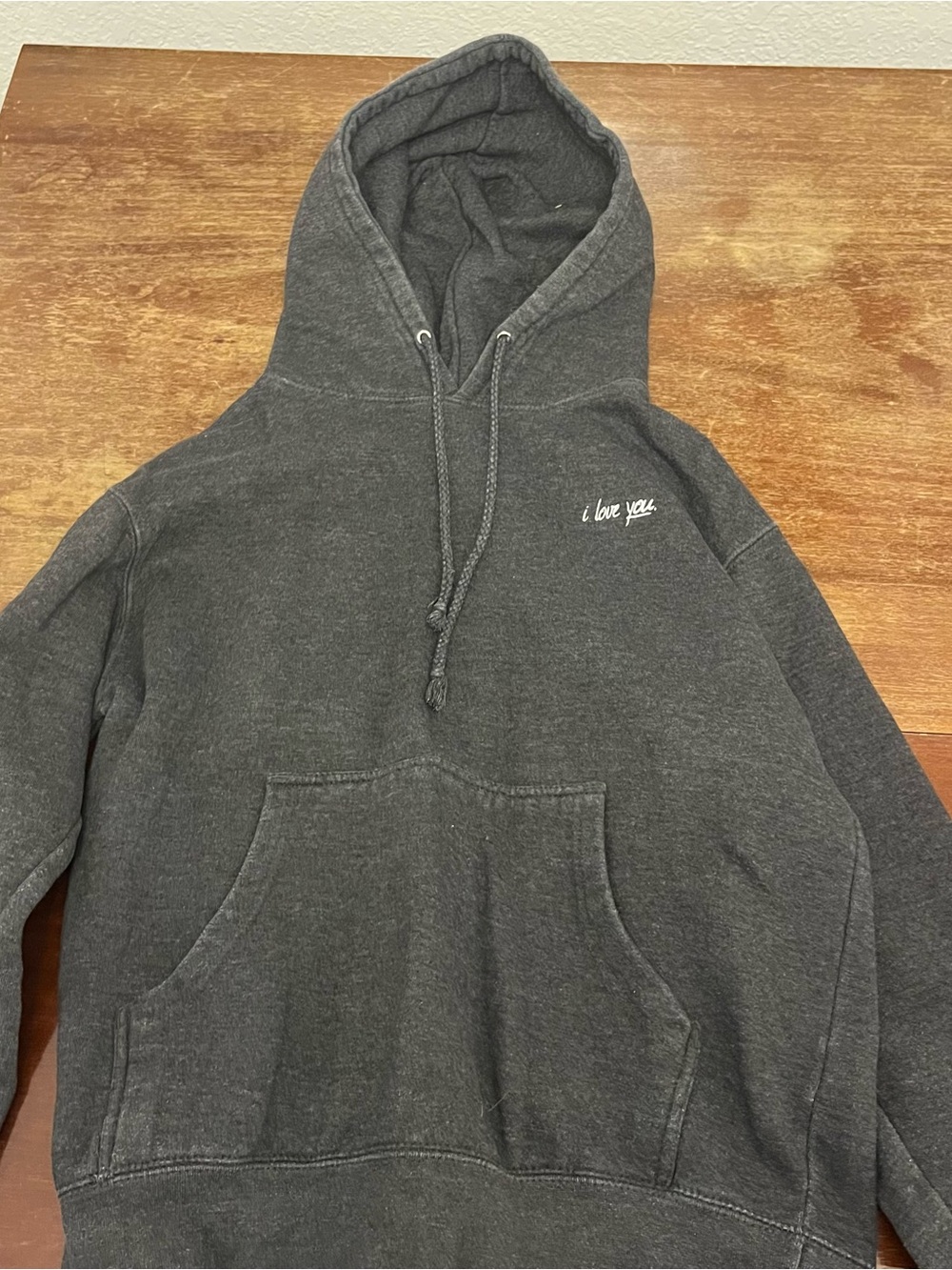 Women's Black 'i love you.' Embroidered Pullover Hoodie